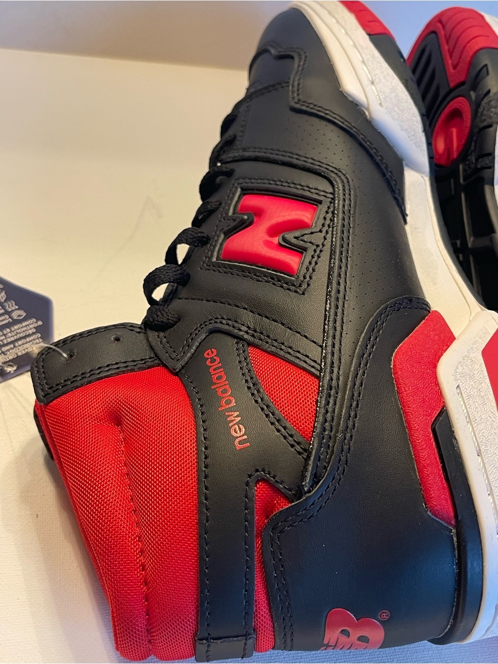 NWB NEW BALANCE 650R BLACK RED MENS 10 “BRED” BB650RBR PREMIUM LEATHER SNEAKER - Picture 11 of 17